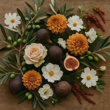 Intégrer des branches d'olivier et des figues pour des mariages rustiques français