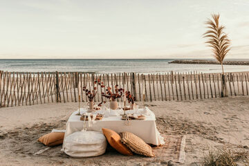 Fleurs séchées sur l'arche sur une plage dans l'Hérault